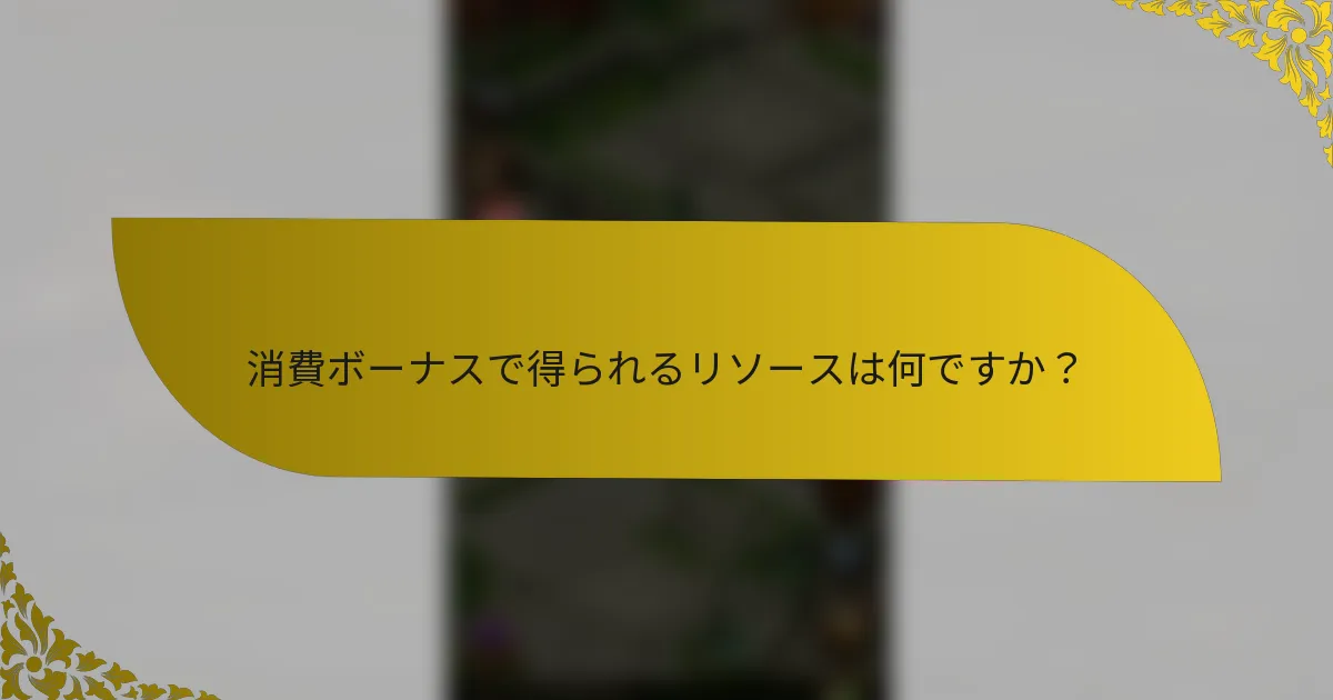 消費ボーナスで得られるリソースは何ですか？